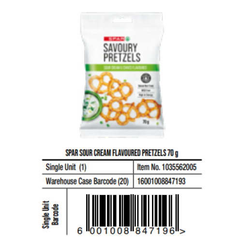 SPAR PRETZ SOUR CR & CHIVES 70Gx20(RF)